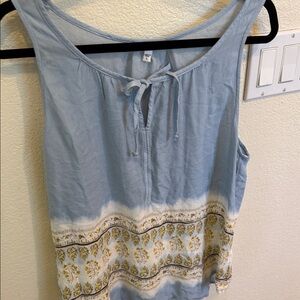Sonoma Blue and Cream Patterned Tank Top
